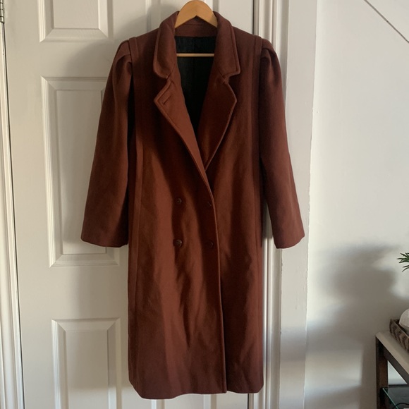 Vintage Diane Charles Brown Wool Full Length Winter Coat - Picture 16 of 16